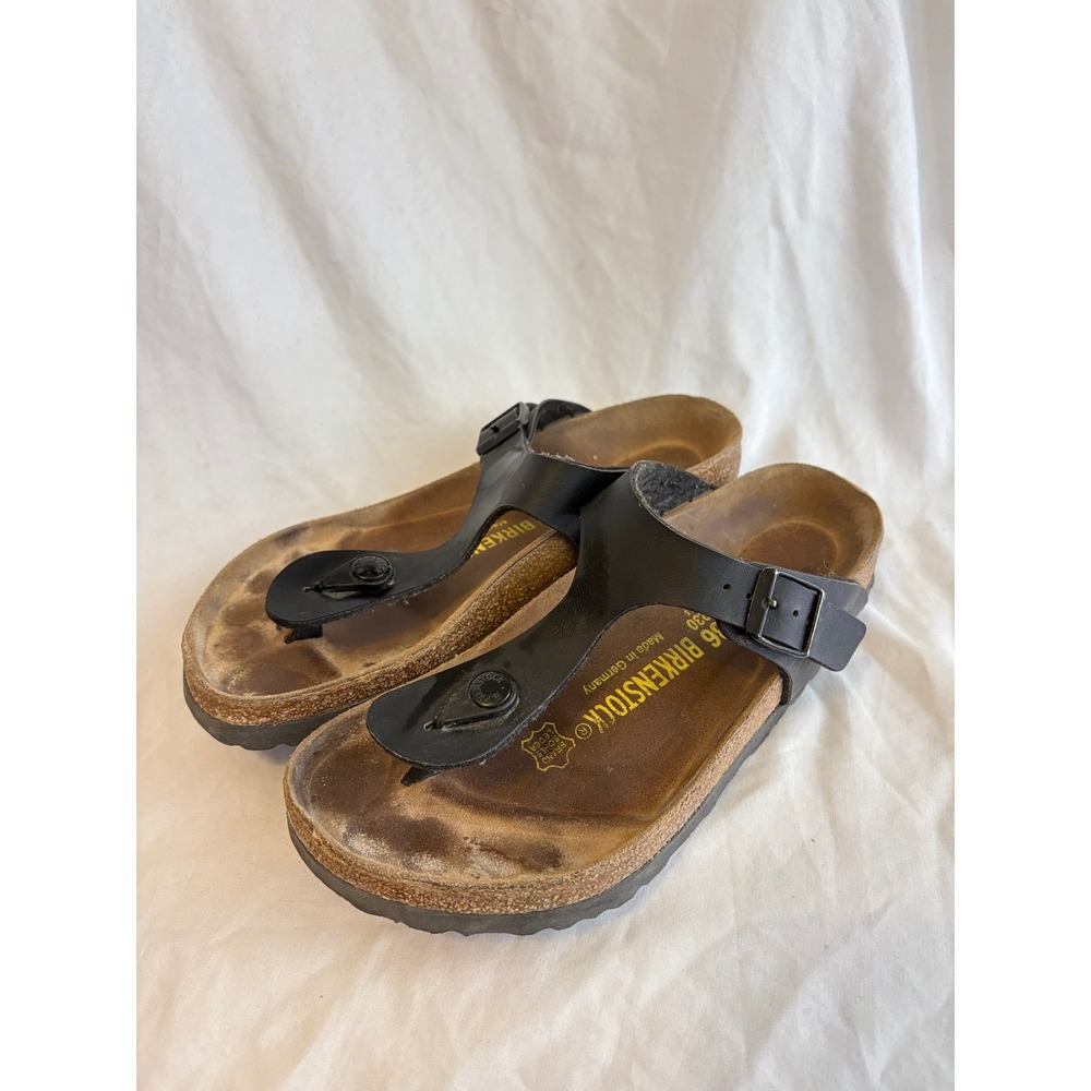Birkenstock Gizeh Black Birko-Flor Thong Sandals Womens 36 L5 Cork Footbed